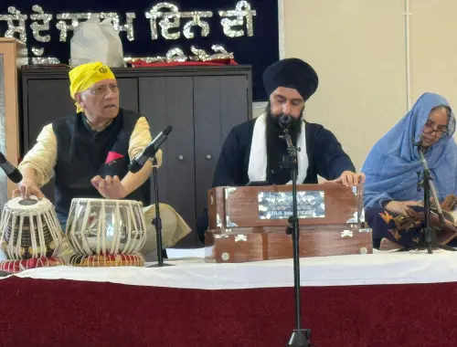 Sikh devotional singing during a Gurbani kirtan program