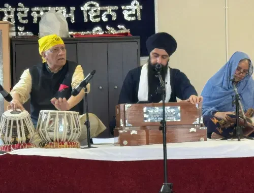 Sikh devotional singing during a Gurbani kirtan program
