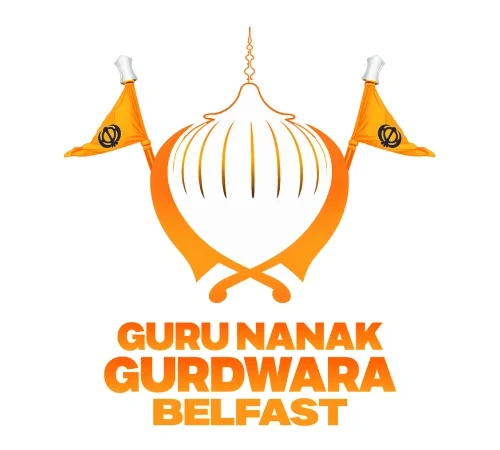 Front view of Guru Nanak Gurdwara Belfast at Duncairn Gardens in Belfast