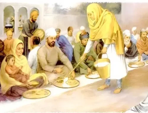 Graphic highlighting three core Sikh principles for daily life